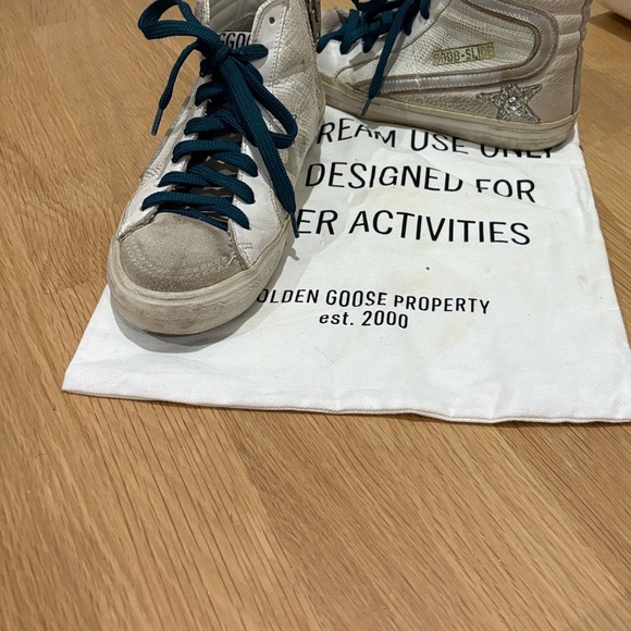 Golden Goose White and Teal High-Tops - Picture 2 of 4